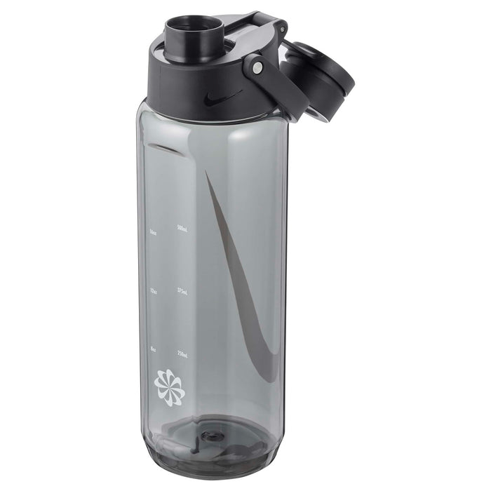 Black Nike TR Renew Recharge Chug Water Bottle, 24oz, durable sports bottle with easy-to-drink spout.