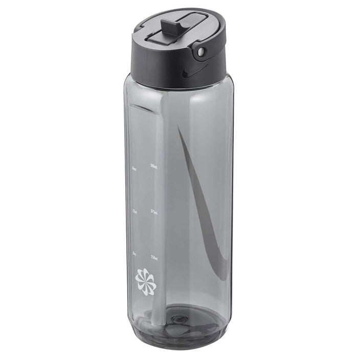Nike TR Renew Recharge 24oz water bottle in anthracite, black, and white with a straw, designed for hydration and active use.