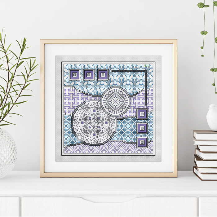 Waves of Calm Blackwork Pattern by Peppermint Purple