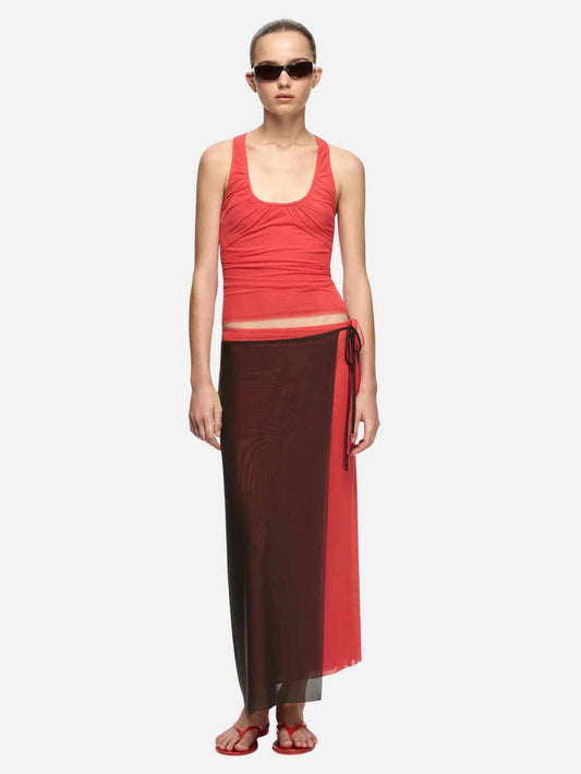 Alyna Contrast Skirt - Bitter Choc/Flame