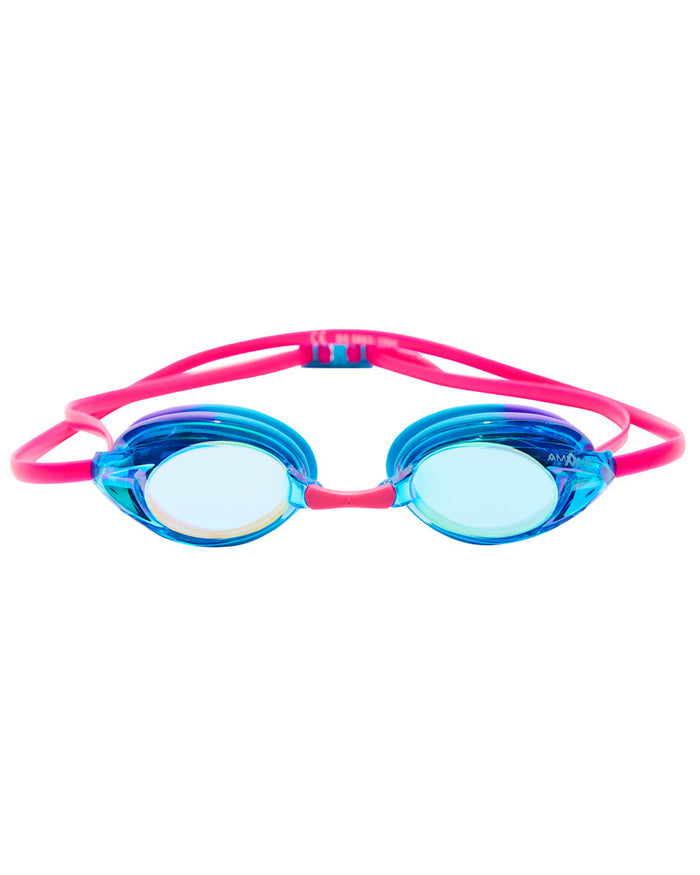 Amani Axion Prismatic Mirror Goggles with reflective lenses and adjustable strap for skiing or snowboarding.