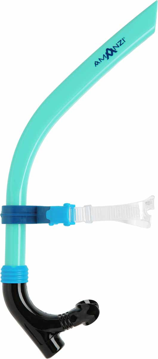 Blue Amanzi Glacier Axis Centre Snorkel for snorkeling, featuring comfortable mouthpiece and adjustable design for underwater exploration.