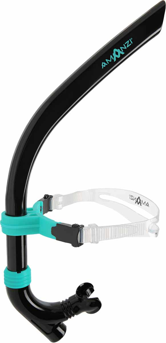 Amani Jet Axis Centre Snorkel in black, a high-quality snorkel with adjustable mouthpiece and flexible tube for comfortable underwater breathing.