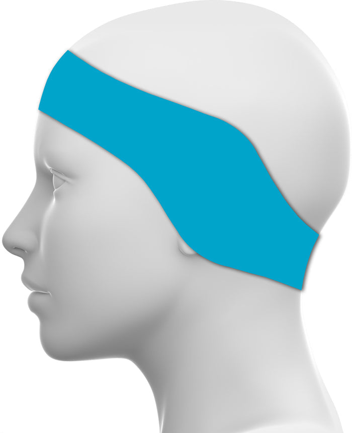 Amani Calypso Blue Ear Band ear plugs, soft blue silicone ear protection for swimming or water activities.