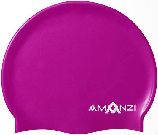 Amani Orchid pink swim cap for women, made of flexible material, designed for swimming and water sports.