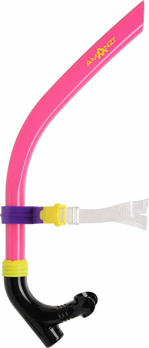 Amanzi Sunset Axis Centre Snorkel in pink, showcasing the adjustable snorkel with flexible mouthpiece and ergonomic design.