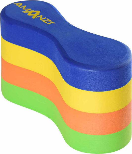 Amanzi Varsity 4 Layer Pull Buoy in multi-color, designed for swim training and water fitness exercises.
