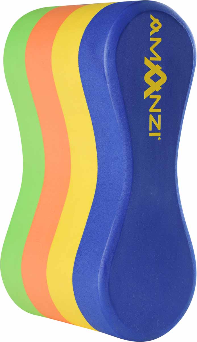 Amanzi Varsity 4 Layer Pull Buoy in multi-color, swimming training aid designed for water resistance and buoyancy support.