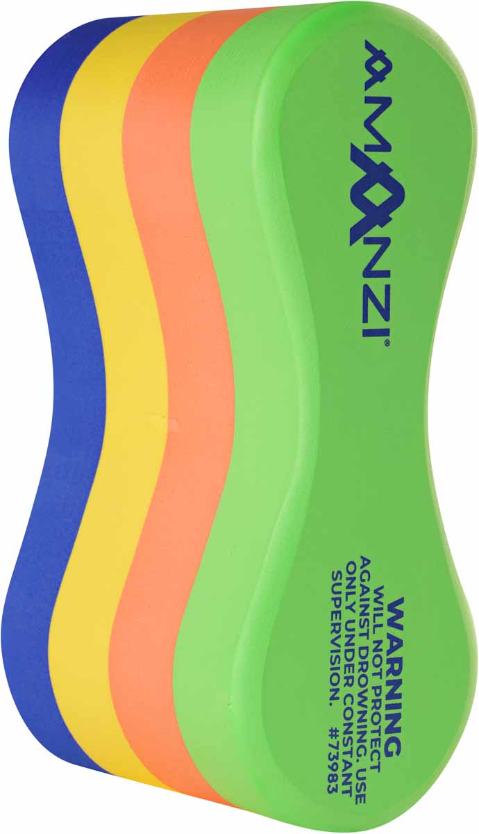 Amanzi Varsity 4 Layer Pull Buoy in multi-color, used for swim training and aquatic exercise, showing its layered design.