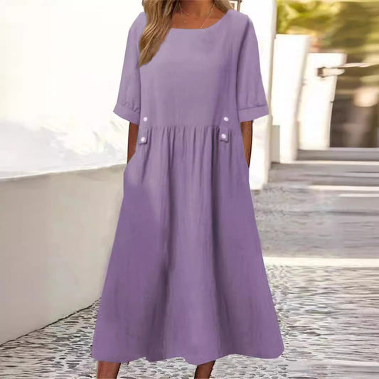 Amaris - Robe en Lin de Coton Élégante et Confortable