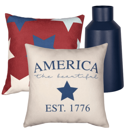 America the Beautiful 2 Pillow Covers and 1Vase 3 Piece Bundle