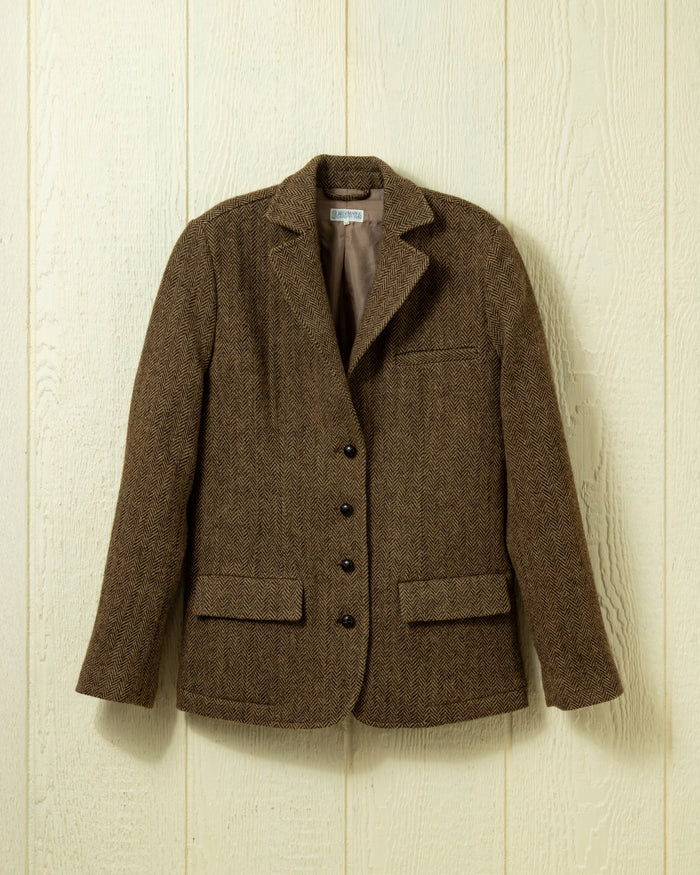 Andover Tweed Blazer in Chestnut Herringbone