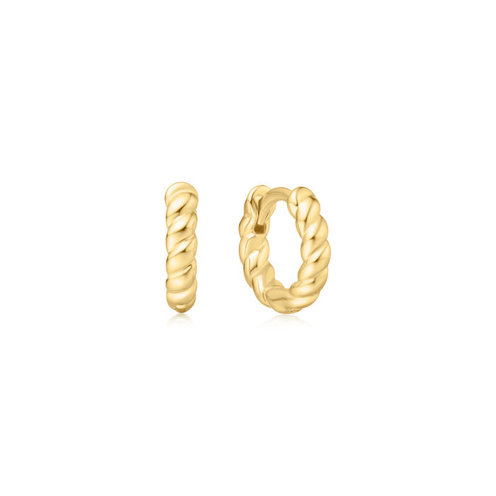 Ania Haie Chill Voyager Gold Plated Texture Small Huggies E063-03G