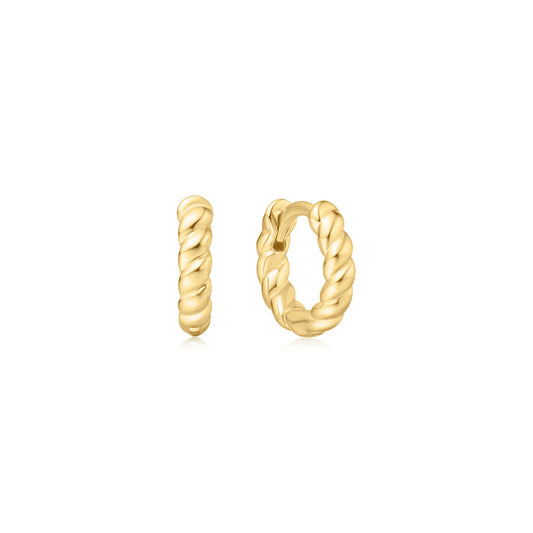 Ania Haie Chill Voyager Gold Plated Texture Small Huggies E063-03G