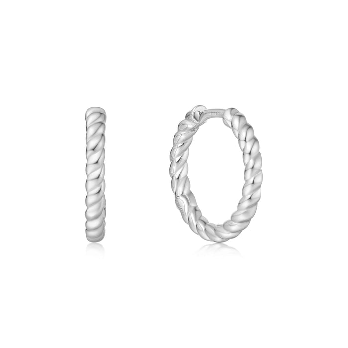 Ania Haie Chill Voyager Silver Texture Medium Huggie Hoop E063-05H
