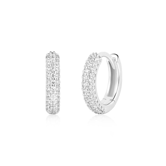 Ania Haie Heart Hunter Sterling Silver Pave Huggies E057-04H