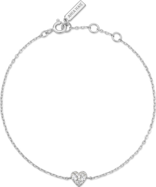 Ania Haie Sunny Sparkler Sterling Silver Sweetheart Pave Bracelet B064-01H