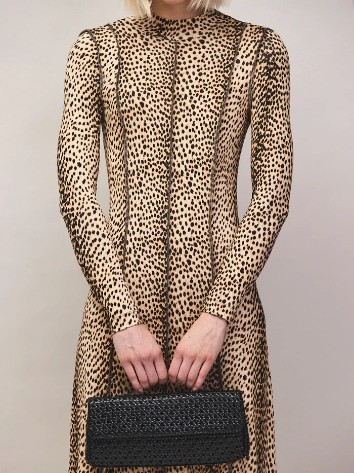 Animal-Print Seam-Detail Maxi Dress