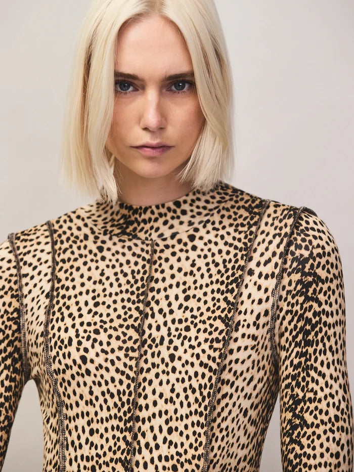 Animal-Print Seam-Detail Maxi Dress