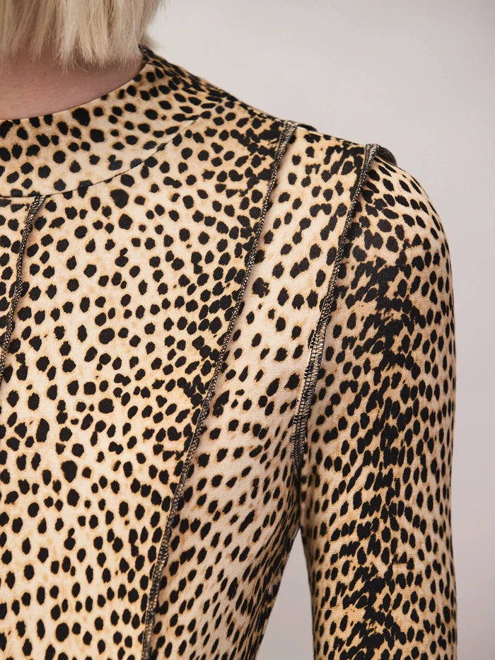 Animal-Print Seam-Detail Maxi Dress