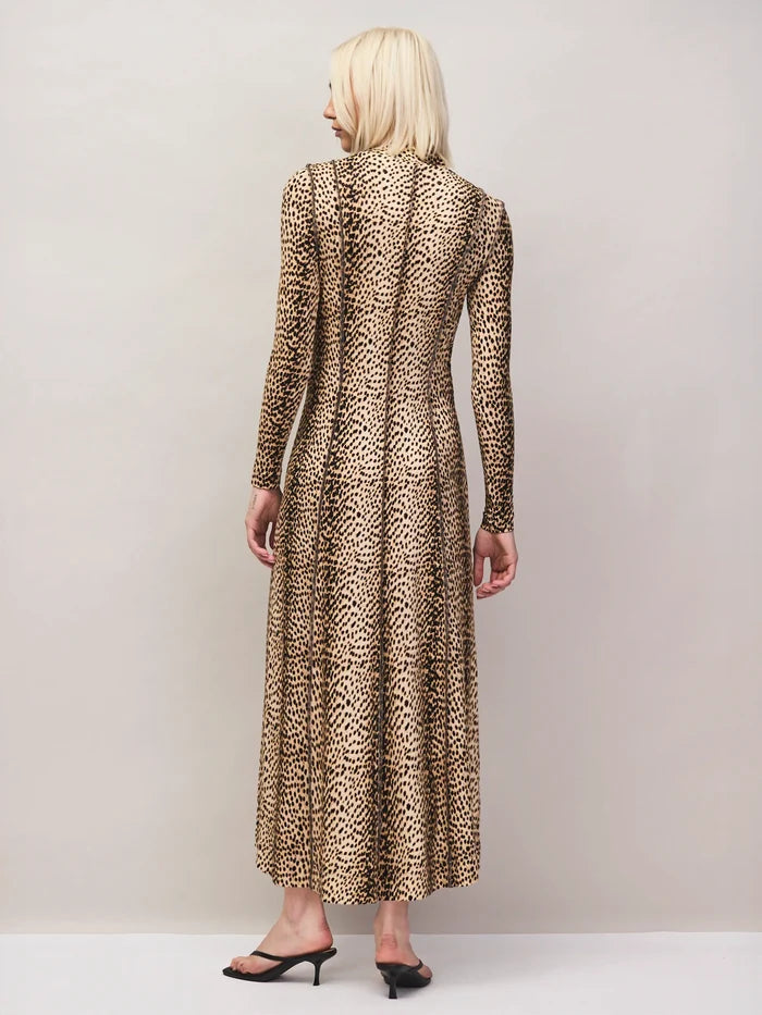 Animal-Print Seam-Detail Maxi Dress