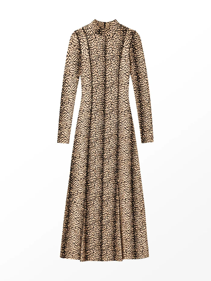 Animal-Print Seam-Detail Maxi Dress