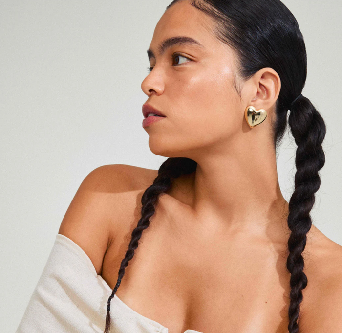 Annemette Heart Earrings  - Gold