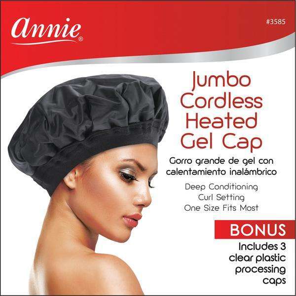 Annie Jumbo Cordless Heated Gel Cap, 1 Count, Black