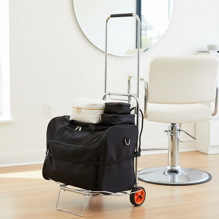 Annie Portable Luggage Cart for Traveling Stylists, 1 Count, Silver