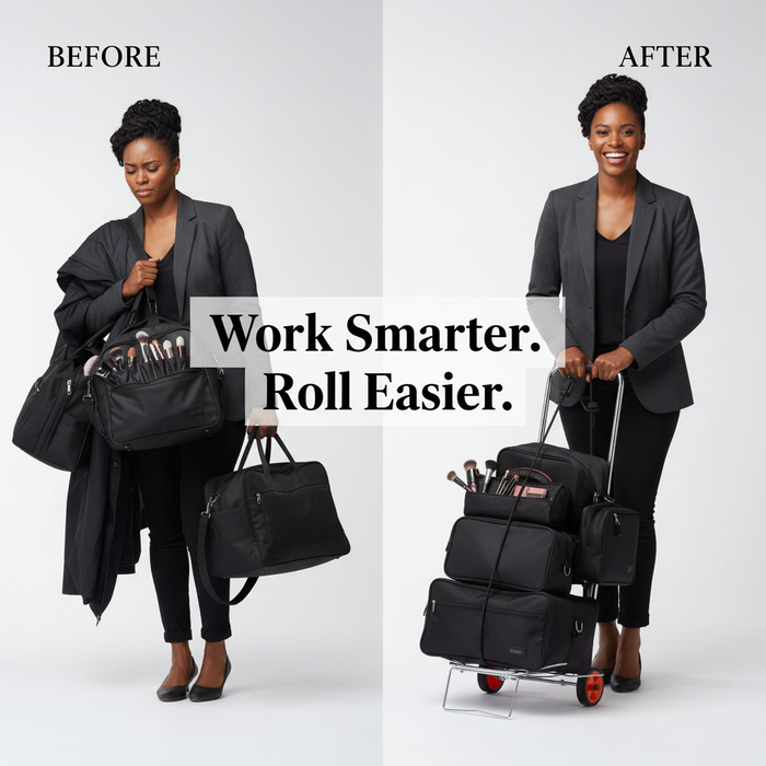 Annie Portable Luggage Cart for Traveling Stylists, 1 Count, Silver