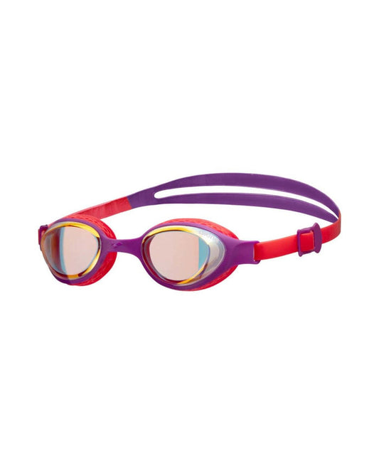 Arena Air Junior mirror goggles in copper, plum, and coral with reflective lenses for young swimmers.