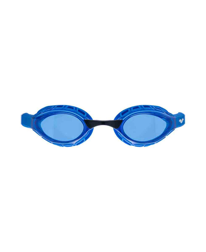 Blue Arena Air Sonic Racing Goggles with adjustable strap and clear lenses for competitive swimming.