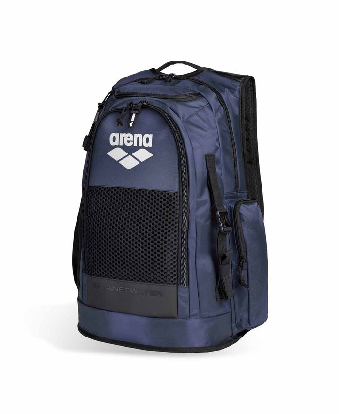 Arena All Set Backpack 45L in navy, durable sports backpack with multiple compartments and adjustable straps for active use.
