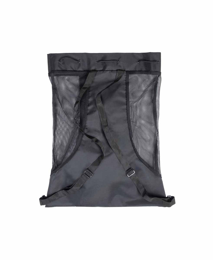 Arena All Set Mesh Bag in black, lightweight and breathable sports storage bag with sturdy handles for swimming gear.