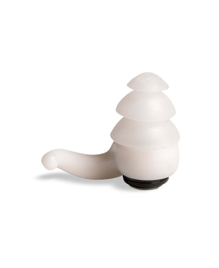 Clear Arena earplugs for noise reduction, shown in a close-up image focusing on the soft, transparent silicone tips.