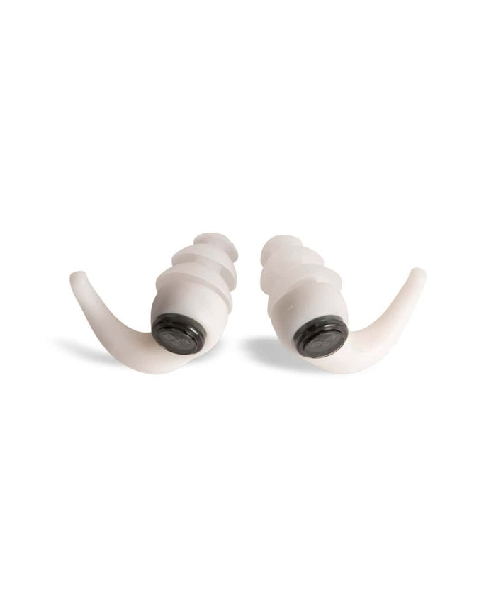 Clear Arena earplugs in a molded design, suitable for noise reduction and hearing protection.