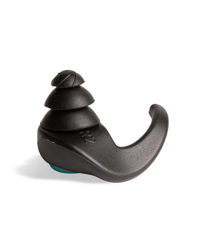 Arena Junior Earplugs in black and water color, soft silicone ear plugs designed for comfortable fit and water protection.
