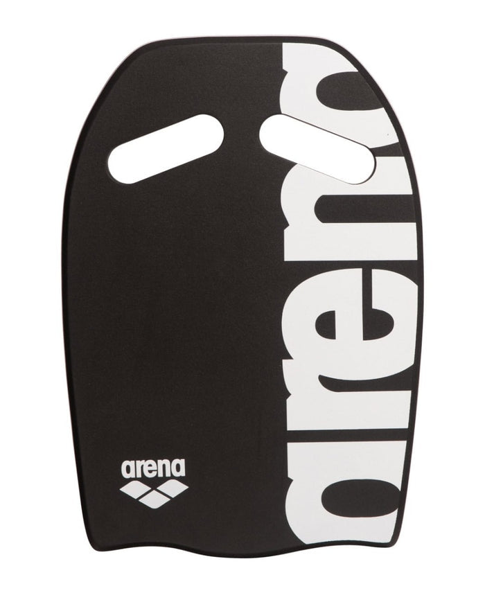 Arena black and white kickboard for swimming training, made of durable foam with a comfortable grip.
