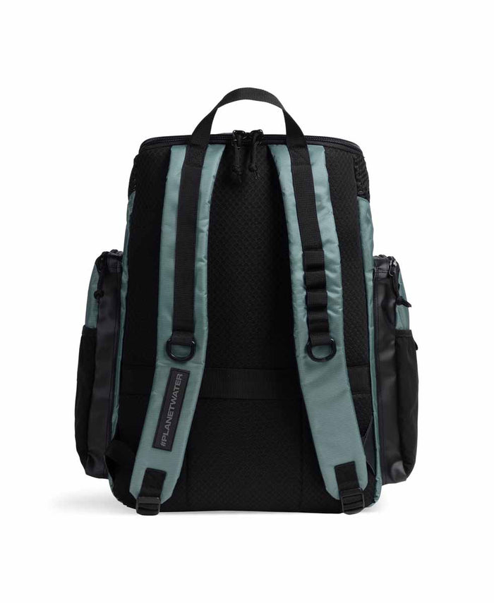 Arena One Go Backpack 45L in sage color, showing durable fabric and adjustable straps for versatile travel and outdoor use.