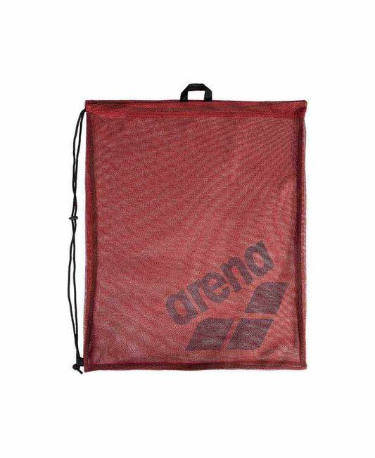 Crimson Arena One Go Mesh Bag featuring breathable mesh material and sturdy handles for swimming gear storage.