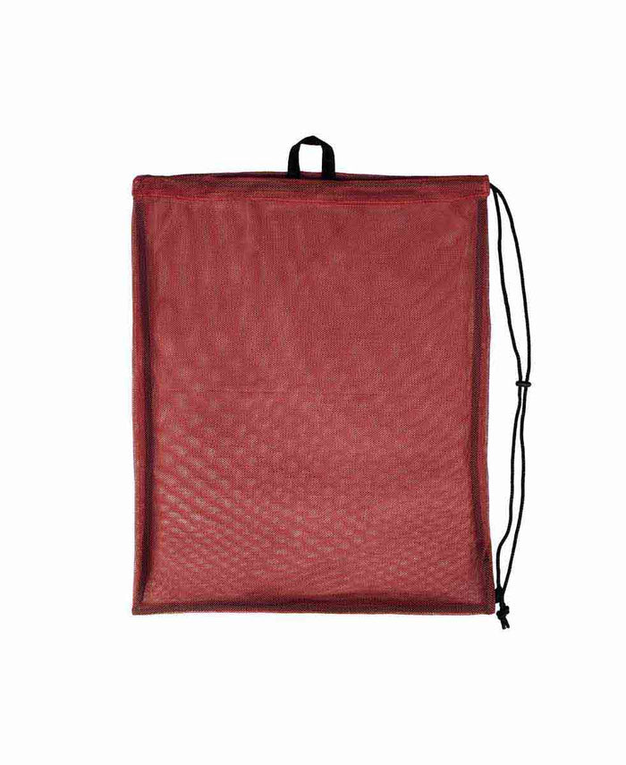 Crimson Arena One Go Mesh Bag with adjustable straps and breathable mesh design for sports gear storage.