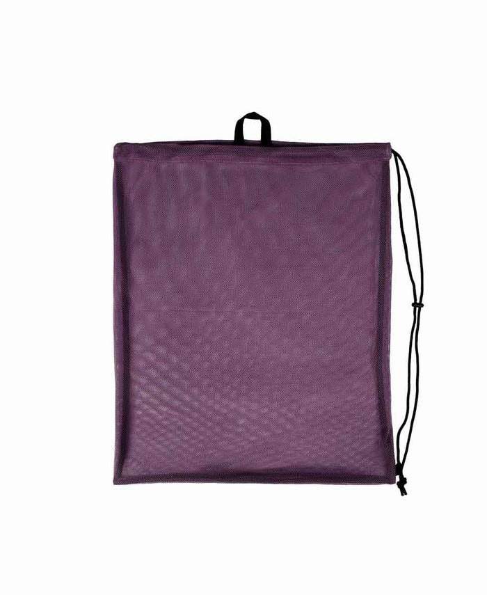 Arena One Go Mesh Bag in plum color, durable mesh material, designed for sports gear storage and easy carrying.