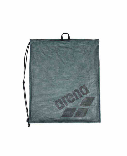 Arena One Go Mesh Bag in sage color, durable mesh material with adjustable straps for convenient sports gear storage.