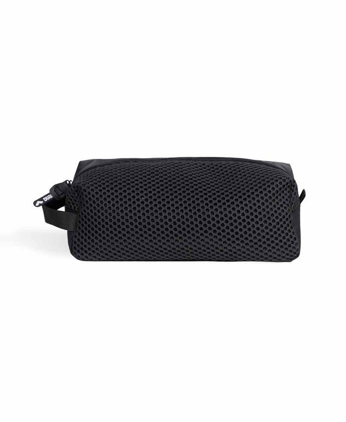Black Arena One Go Pocket Bag, a compact swim bag with multiple pockets for convenient water sport gear storage.