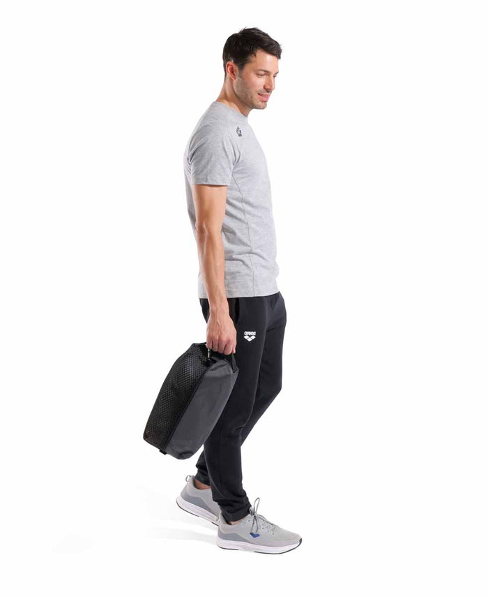 Black Arena One Go Pocket Bag swim bag with compact design and multiple storage pockets, ideal for carrying swim gear.