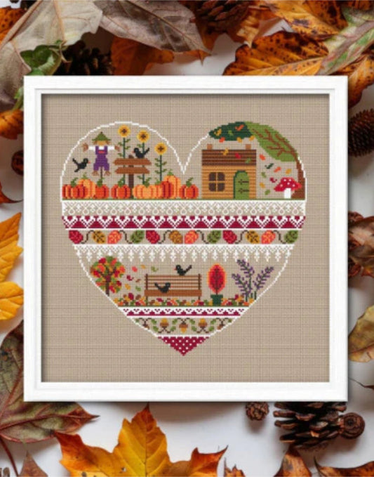 Autumn Heart of the Seasons Cross Stitch Kit, Little Dove Designs