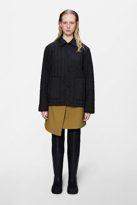 RAINS Banja Liner Overshirt Black Long Sleeve