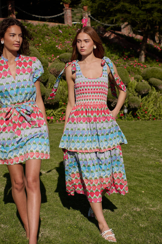 Berry Burst Kasia Smocked Midi Dress
