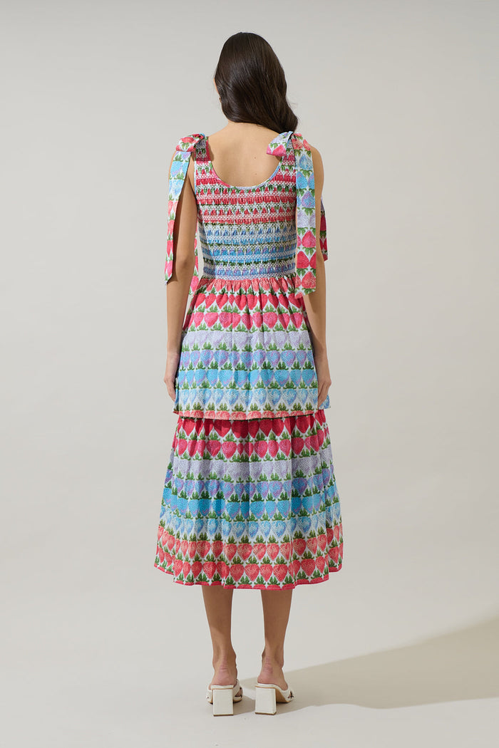 Berry Burst Kasia Smocked Midi Dress