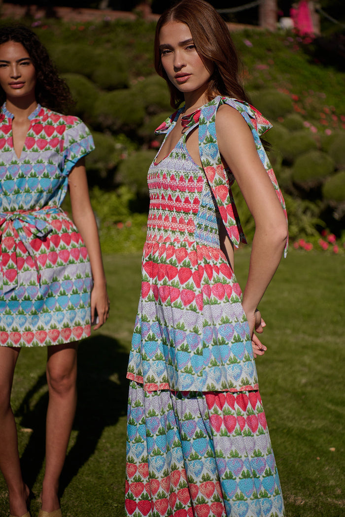 Berry Burst Kasia Smocked Midi Dress